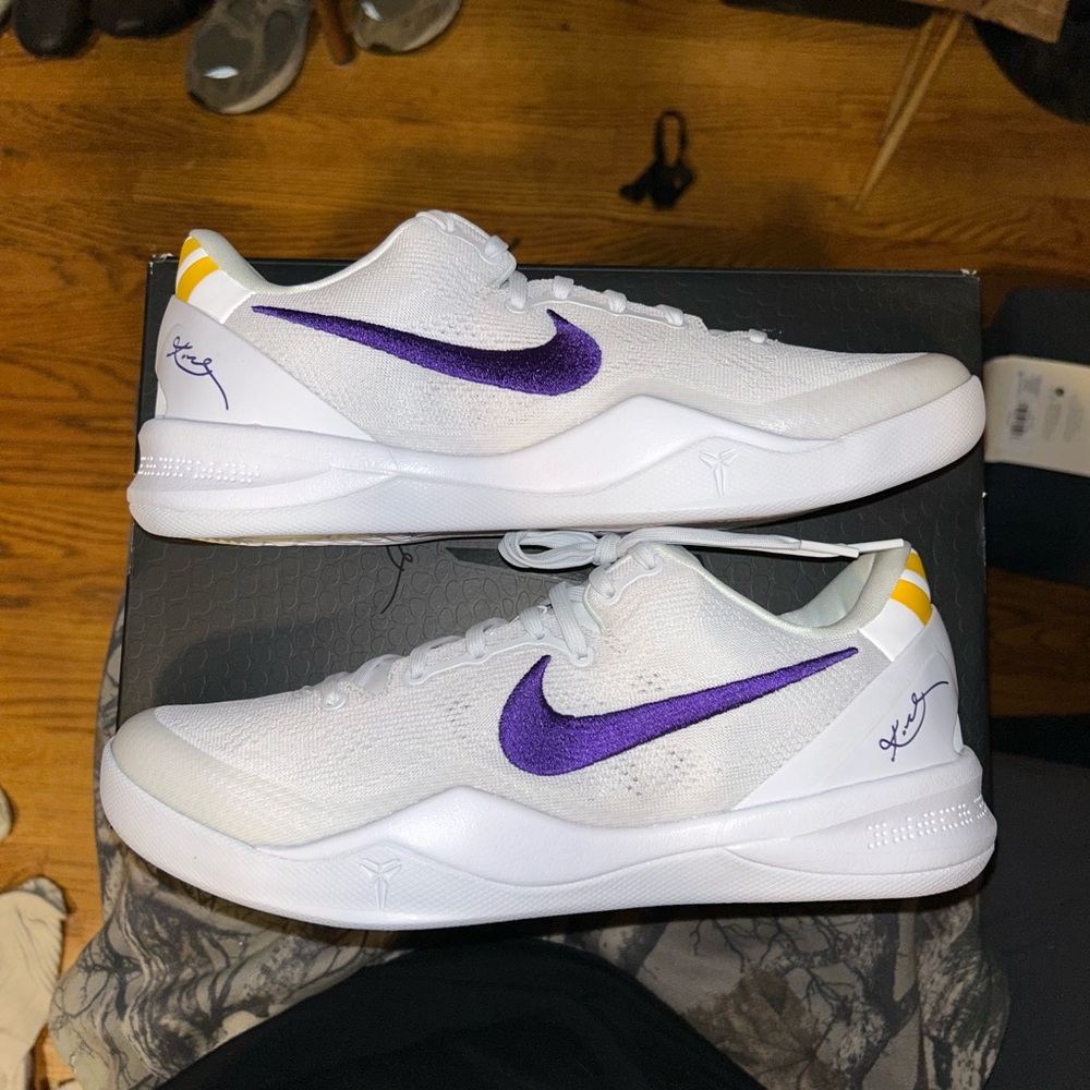 Nike Men's Kobe 8 Protro “Lakers” White Purple Basketball shoes BRAND NEW